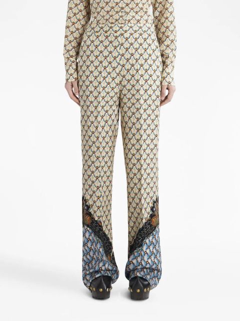 ETRO graphic-print straight-leg trousers - Neutrals