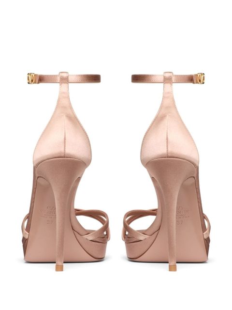 Valentino Garavani 120mm Eveninglam satin platform sandals - Neutrals