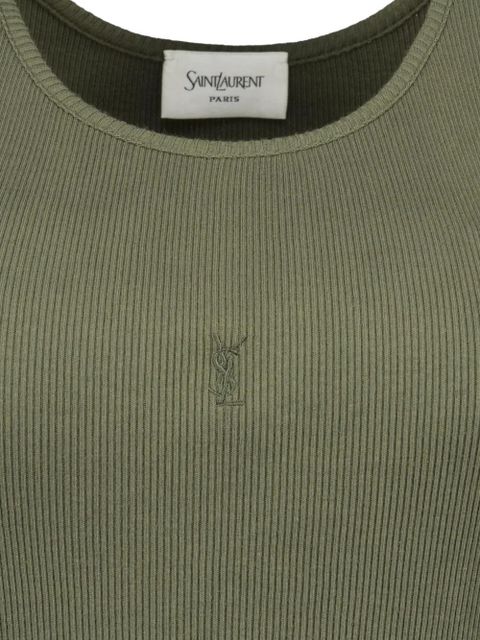 Saint Laurent logo-embroidered ribbed tank top - Green