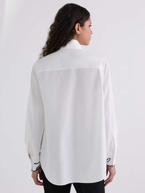 Karl Lagerfeld koszula bawełniana damska kolor biały regular z kołnierzykiem klasycznym A3W11023