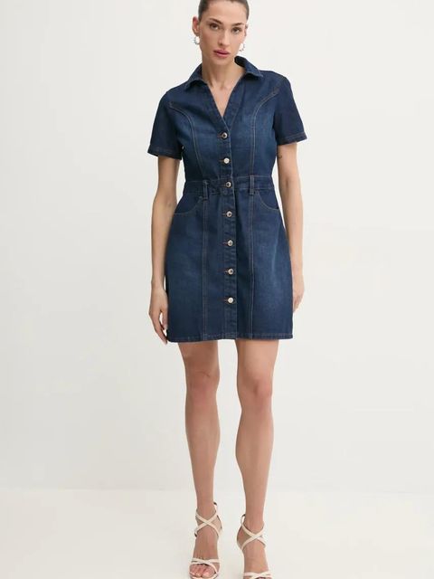 Morgan sukienka jeansowa kolor granatowy mini dopasowana - zdjęcie produktu nr 2