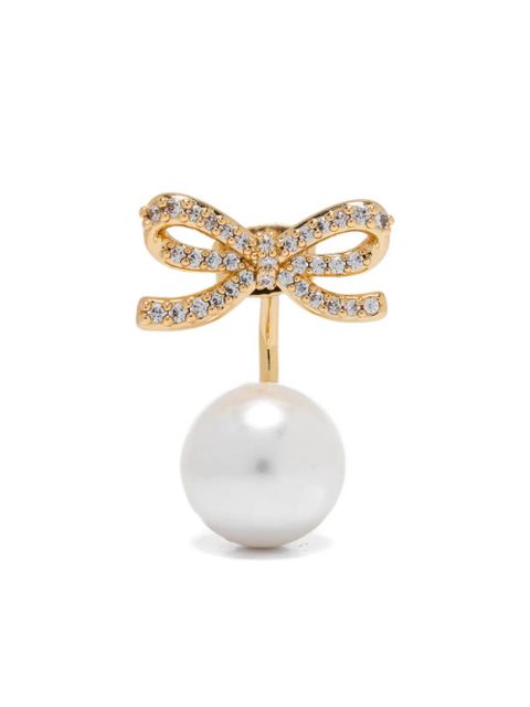 Self-Portrait pearl bow earrings - Gold