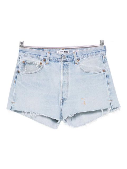 RE/DONE frayed-edges denim shorts - Blue - zdjęcie produktu nr 2