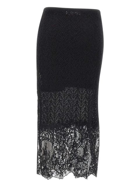 Blumarine textured lace-detailed midi skirt - Black