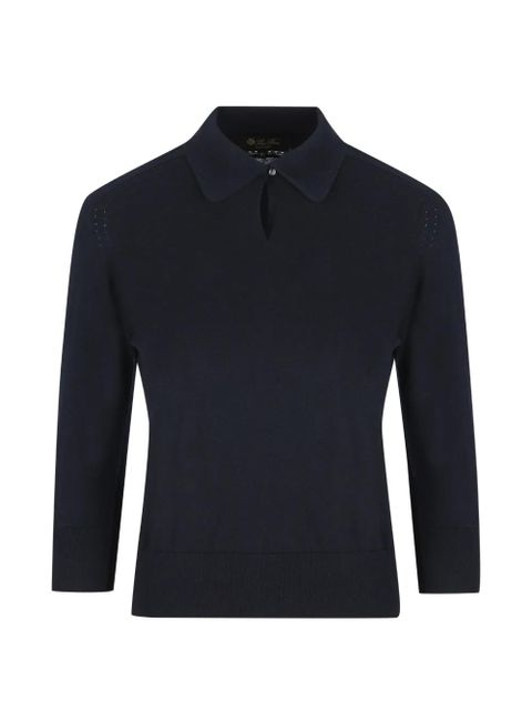 Loro Piana collared polo top - Blue - zdjęcie produktu nr 1