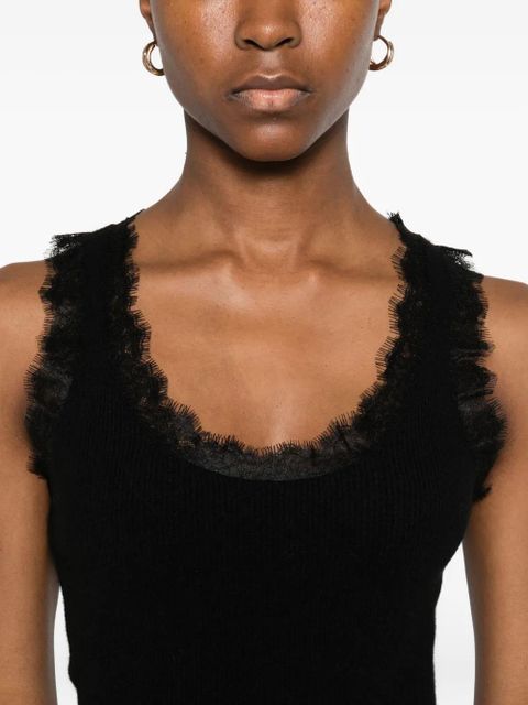 Aya Muse lace-trim mini dress - Black