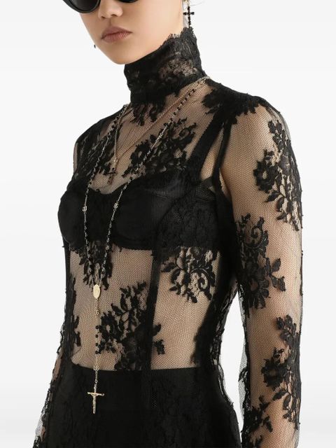 Dolce & Gabbana lace high-neck mini dress - Black