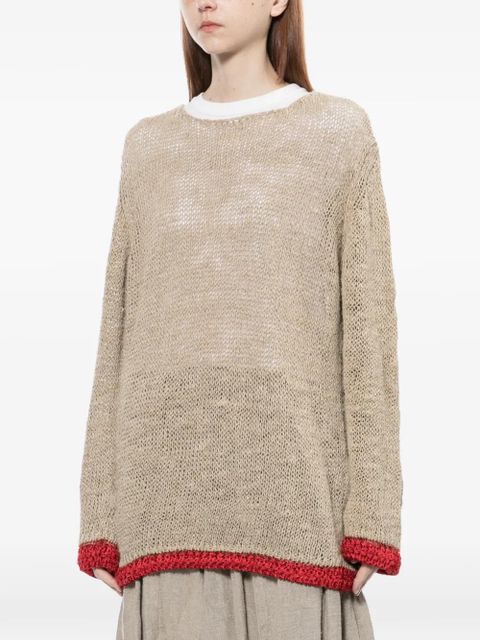 Comme Des Garçons open knit round neck jumper - Neutrals