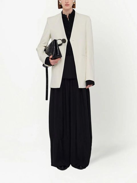 Jil Sander ruffle-trim long-sleeved shirt - Black - zdjęcie produktu nr 2