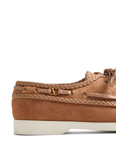 Valentino Garavani palm avenue braided-edge boat shoes - Brown