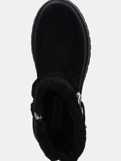 Steve Madden botki zamszowe dziecięce Lodge damskie kolor czarny na płaskim obcasie 11004980