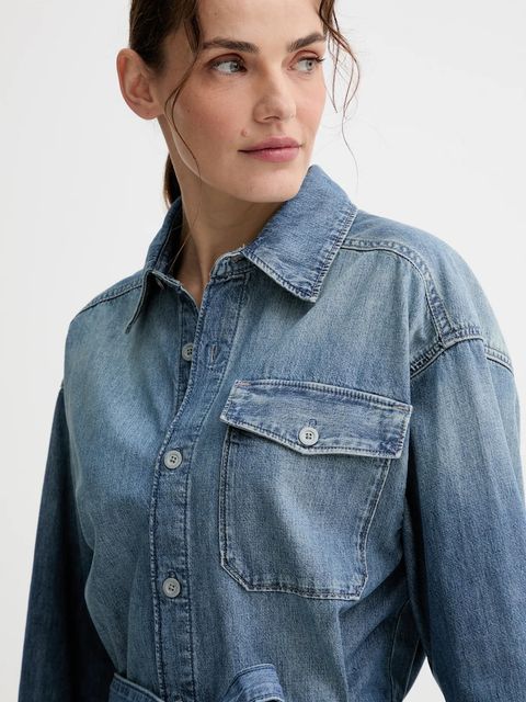 G-Star sukienka jeansowa kolor niebieski mini prosta D26814.D539 - zdjęcie produktu nr 2