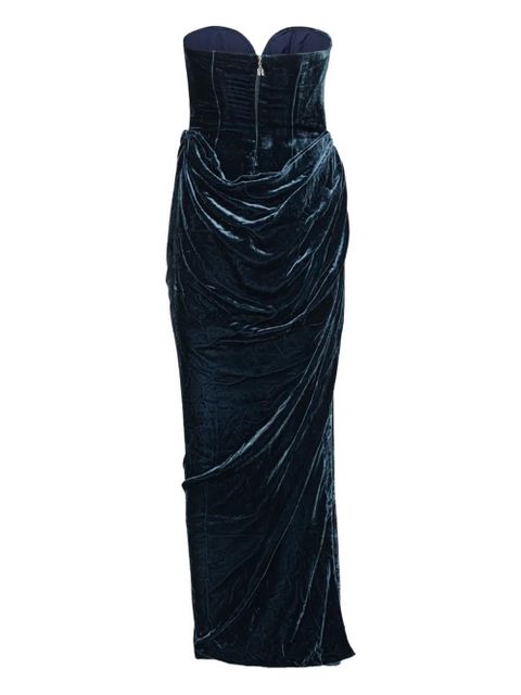 ROTATE BIRGER CHRISTENSEN velvet slit maxi dress - Blue - zdjęcie produktu nr 1