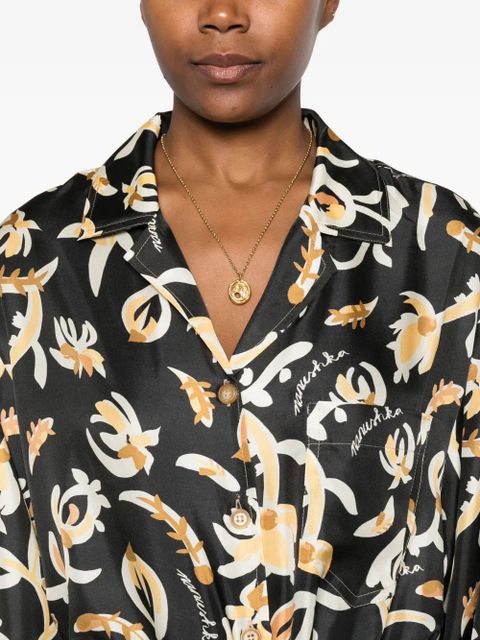 Nanushka long-sleeve floral-print shirt - Black