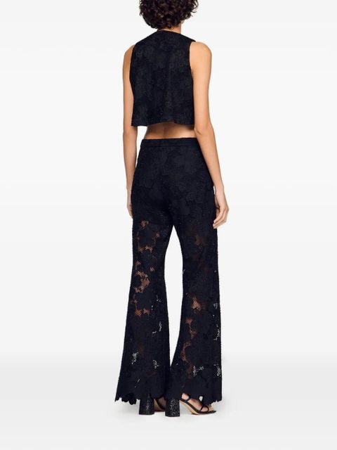 SANDRO embroidered guipure-lace crop top - Black