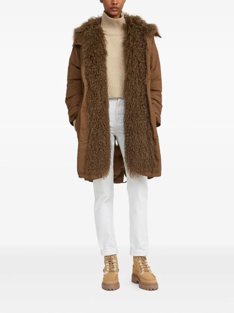 Yves Salomon lambshearling-trimmed parka coat - Brown