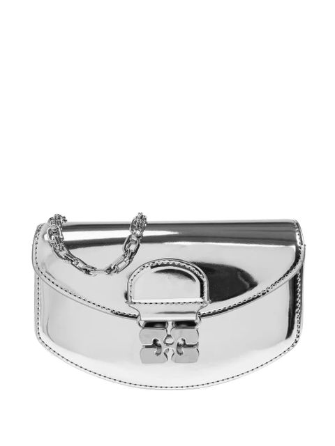 GANNI metallic-effect clasp chain mini bag - Grey