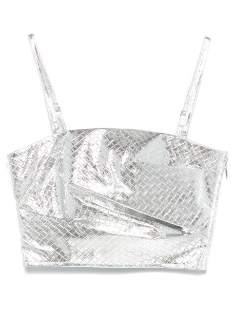 ROTATE BIRGER CHRISTENSEN draped braided top - Silver - zdjęcie produktu nr 1