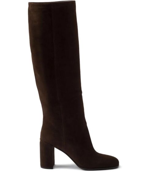 Prada 70mm suede block-heel boots - Brown - zdjęcie produktu nr 1