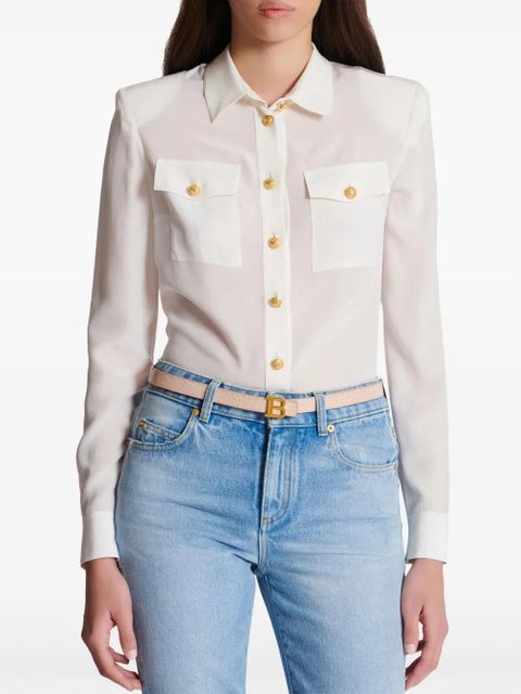 Balmain B-Belt crocodile-effect belt - Neutrals