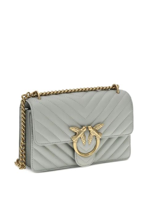 PINKO Love chevron bird-ring leather shoulder bag - Grey - zdjęcie produktu nr 2