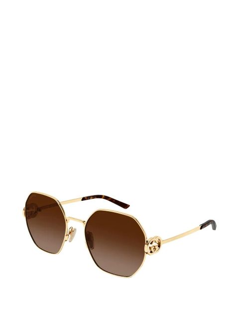 Gucci Eyewear interlocking G geometric-frame sunglasses - Gold - zdjęcie produktu nr 2