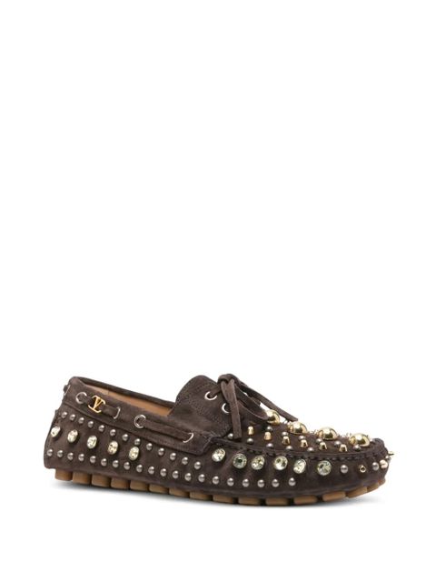 Valentino Garavani studded suede boat shoes - Brown - zdjęcie produktu nr 2