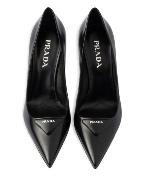 Prada 75mm triangle-logo leather pumps - Black - zdjęcie produktu nr 2