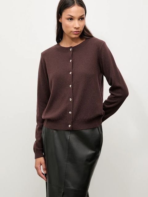 Answear.LAB kardigan z wełny merino z szalem damski kolor brązowy lekki