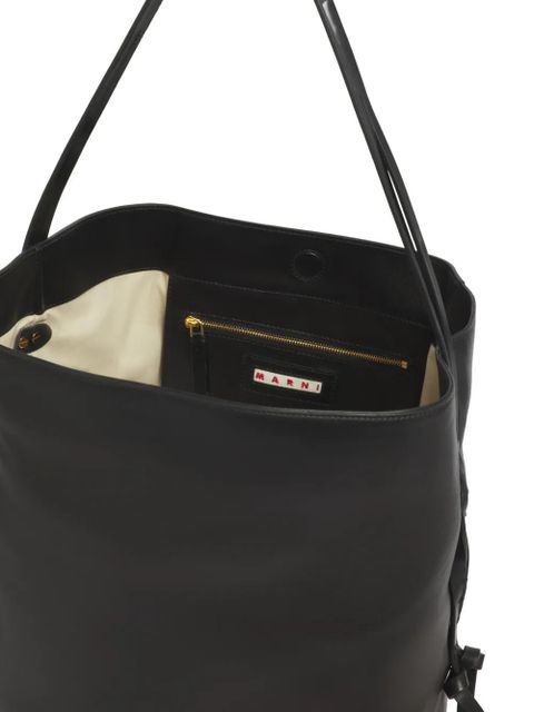 Marni split-handle leather shoulder bag - Black