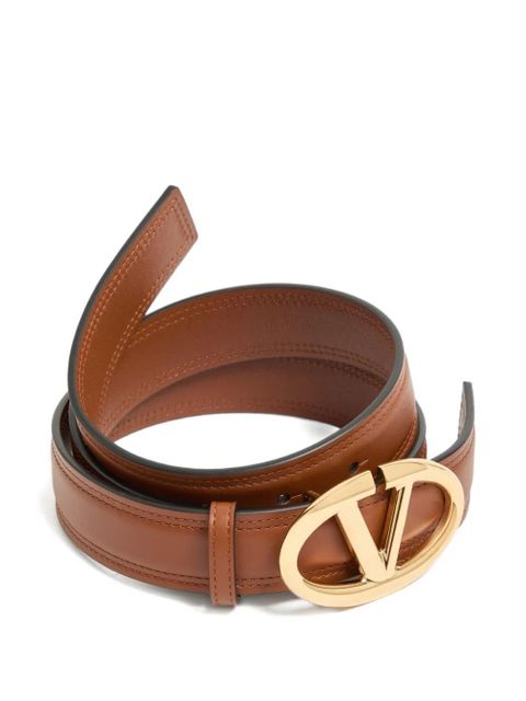 Valentino Garavani VLogo The Bold Edition belt in shiny calfskin 30 mm - Brown - zdjęcie produktu nr 2