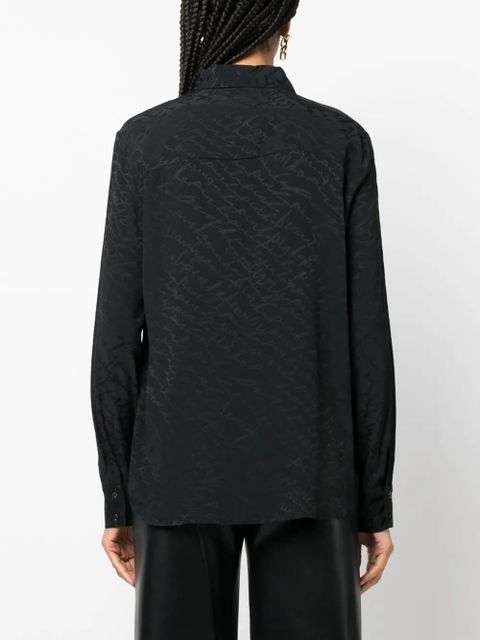 PINKO patterned-jacquard long-sleeve shirt - Black