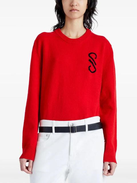 Proenza Schouler intarsia knit-logo merino-wool jumper - Red