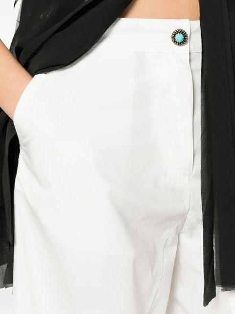 PINKO Canelli embellished-button wide-leg trousers - White