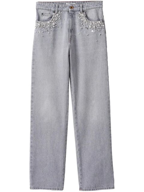 Miu Miu embellished mid-rise straight-leg jeans - Grey - zdjęcie produktu nr 1