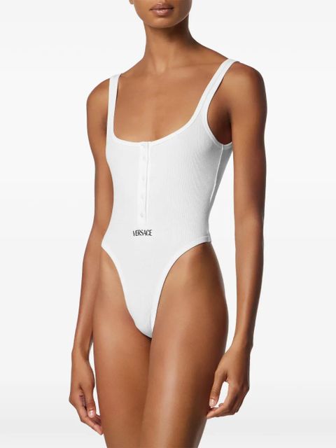 Versace logo-embroidery ribbed bodysuit - White - zdjęcie produktu nr 2