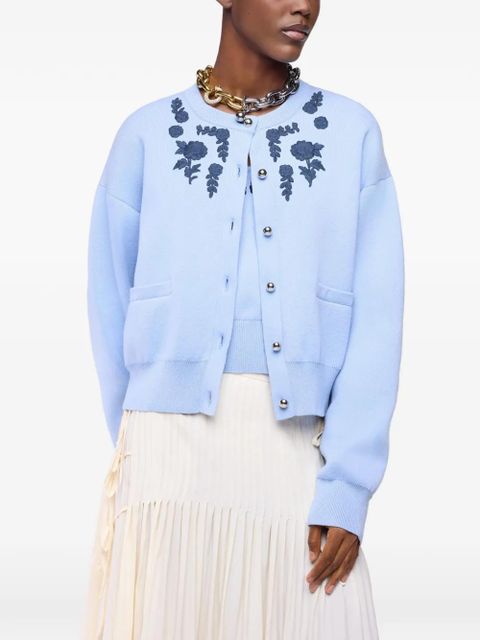 Rabanne floral-embroidery cardigan - Blue