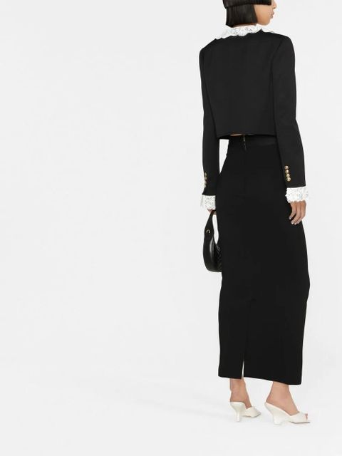 Dolce & Gabbana logo-waistband bodycon midi skirt - Black