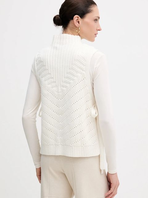 Pedro del Hierro kamizelka z domieszką wełny damski kolor biały ciepły z półgolfem 5502017