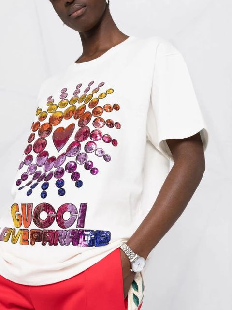 Gucci Love Parade sequinned T-shirt - Neutrals