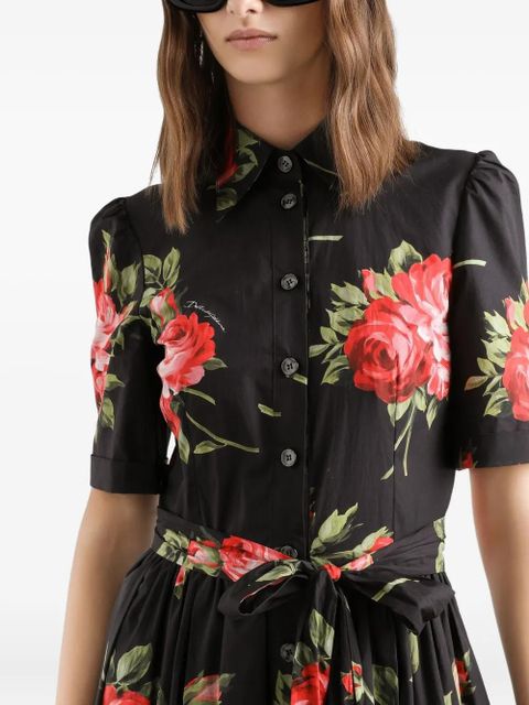 Dolce & Gabbana floral-print belted midi dress - Black