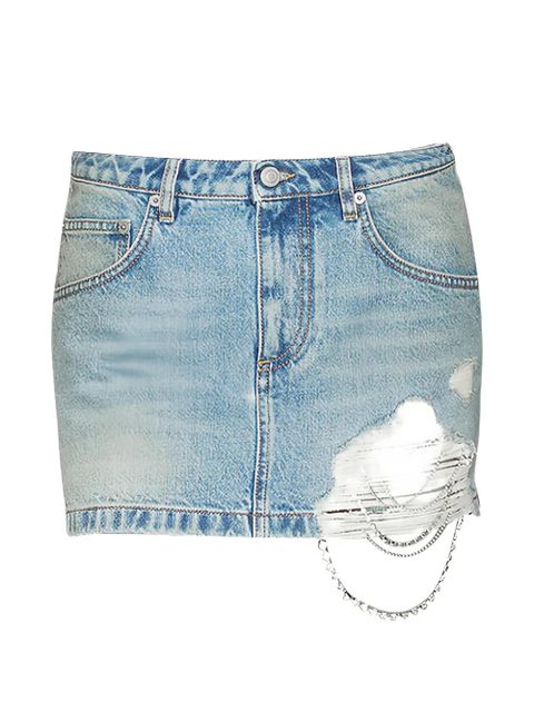 AREA chain-embellished denim skirt - Blue - zdjęcie produktu nr 1