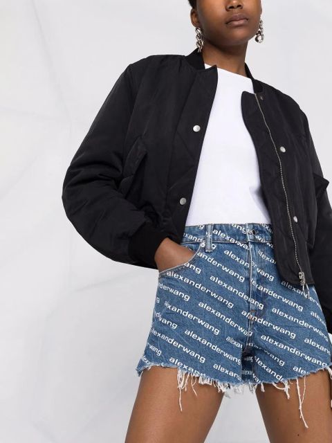 Alexander Wang logo-print denim shorts - Blue