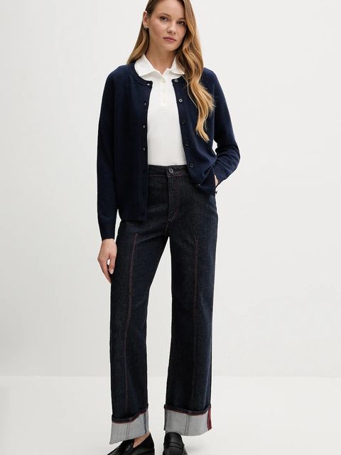 Tommy Hilfiger kardigan wełniany damski kolor granatowy lekki WW0WW47469 - zdjęcie produktu nr 2