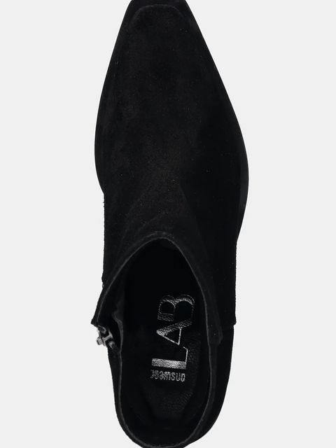 Answear.LAB botki zamszowe kolor czarny na słupku lekko ocieplone