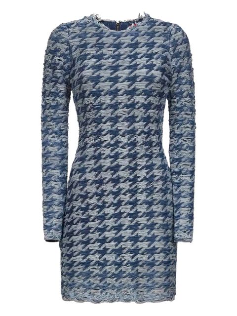 Diesel frayed-houndstooth mini dress - Blue - zdjęcie produktu nr 1