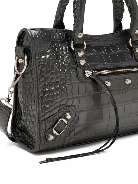 Balenciaga small Le City crocodile-effect zip-fastening tote bag - Black
