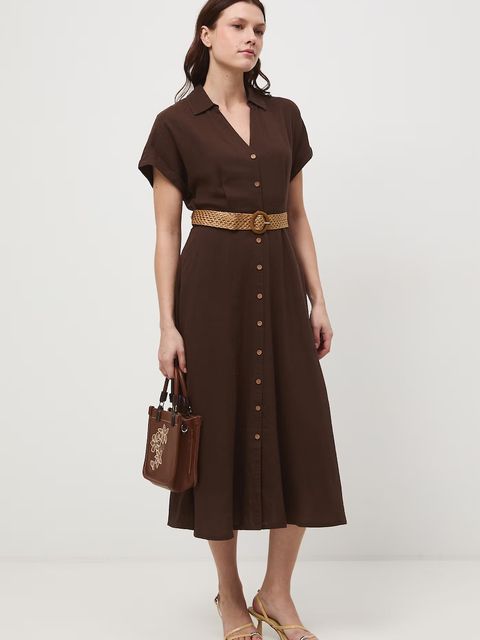 Medicine sukienka rozkloszowana z lnem - zdjęcie produktu nr 1