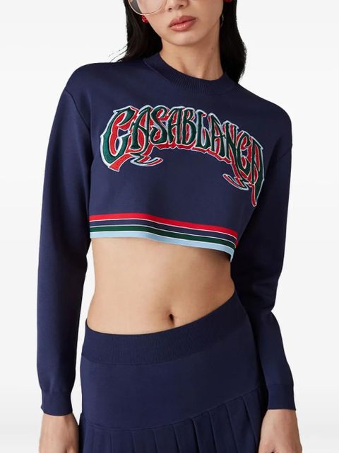 Casablanca logo-embroidered cropped top - Blue - zdjęcie produktu nr 1