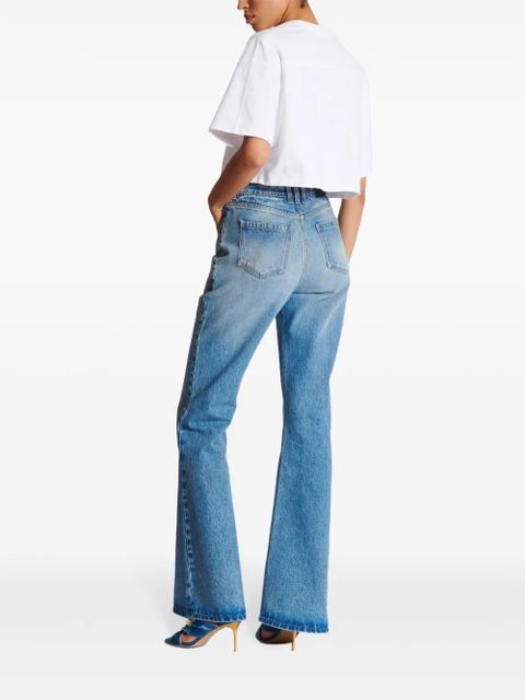 Balmain logo-flocked cropped T-shirt - White - zdjęcie produktu nr 2